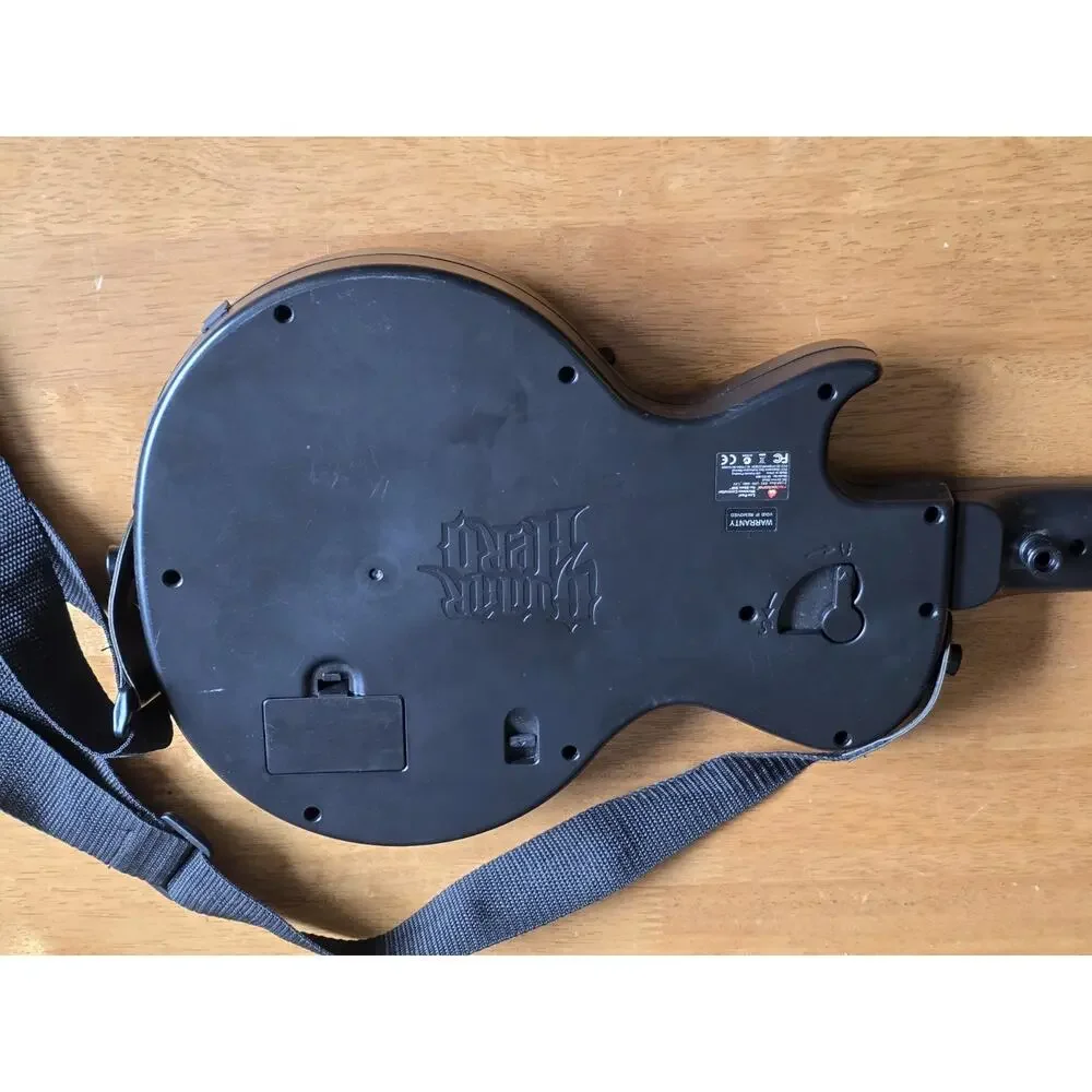 Xbox 360 Guitar Hero Gibson Les Paul Guitar Controller Black Vintage With Strap